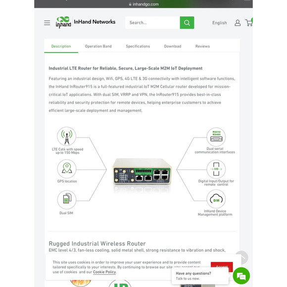 Inhand Inrouter IR915L Industrial Cellular Router With Wifi And GPS - Picture 10 of 12